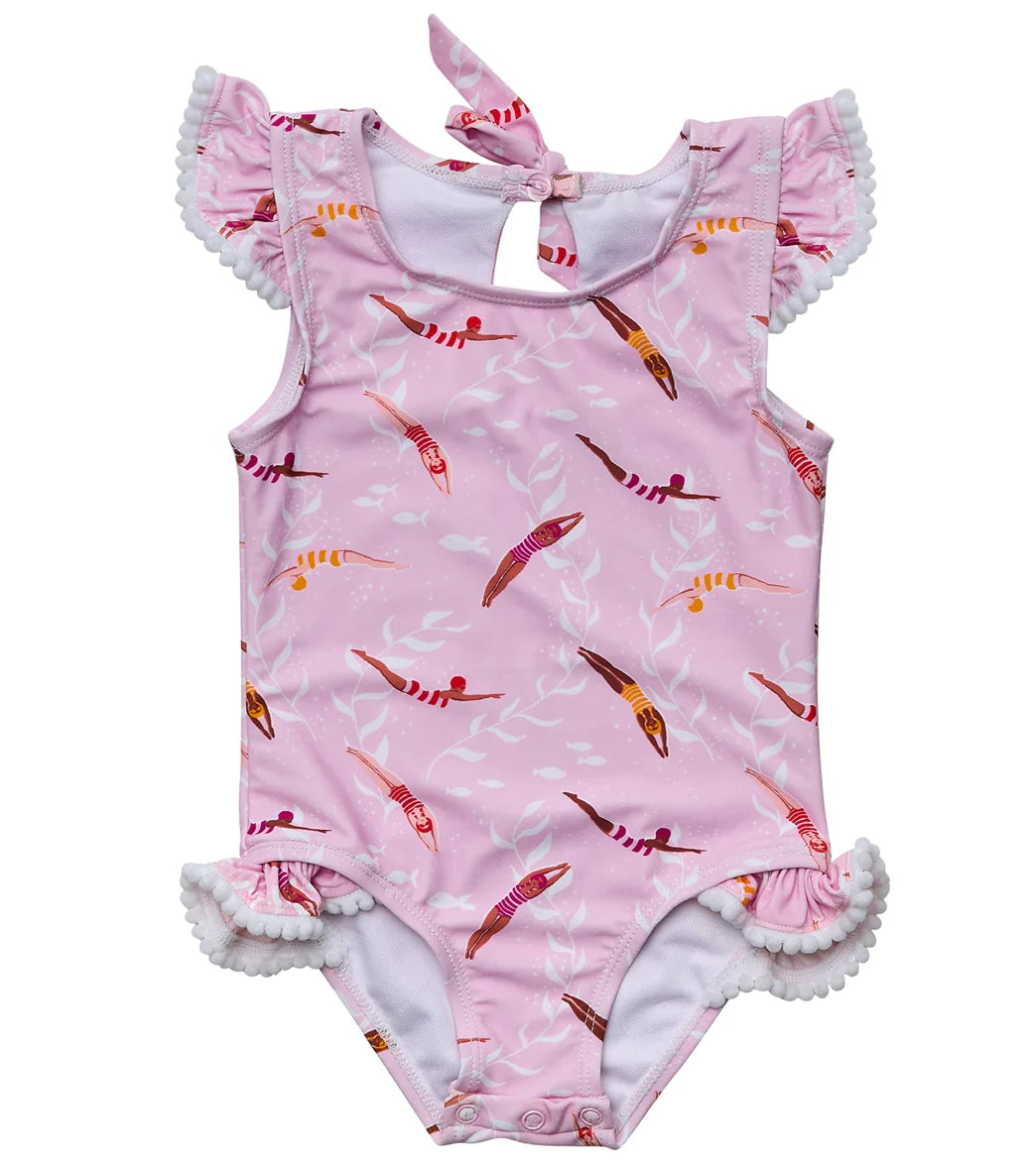 Snapper Rock Girls' Diving Diva Frill One Piece Swimsuit (Baby)