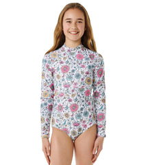 Rip Curl Girls' Floral Heat Long Sleeve One Piece Swimsuit (Big Kid)