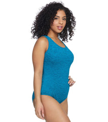 Penbrooke Krinkle Chlorine Resistant Cross Back One Piece Swimsuit (D-Cup)