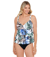Shape Solver By Penbrooke Women's Tropicali Triple Tier Tankini Top