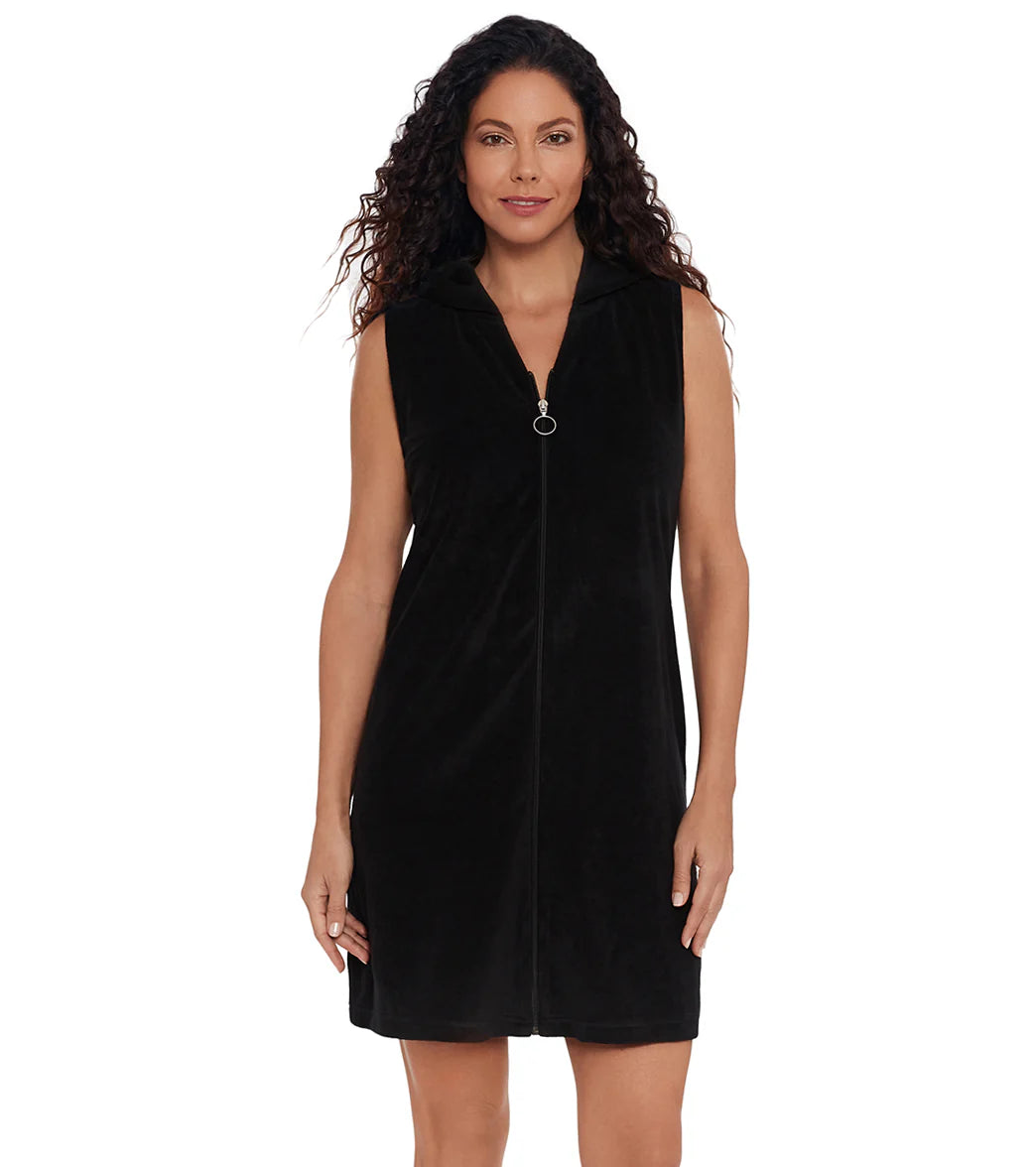 Shape Solver SPORT Women's Hooded Zipper Front Terry Cover Up