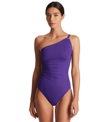 Ralph Lauren Women's Beach Club Solids Double Strap One Shoulder One Piece Swimsuit