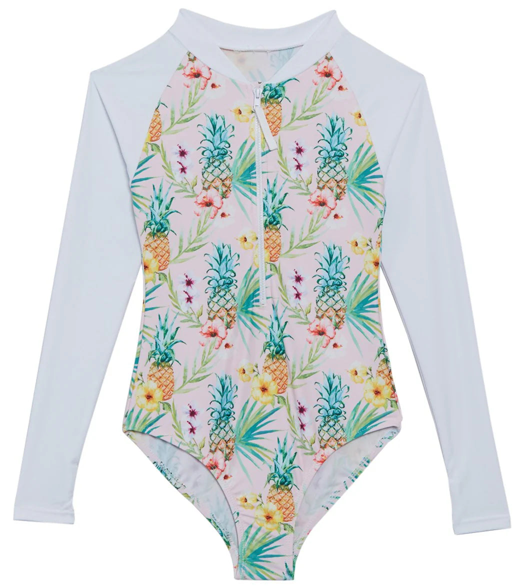Snapper Rock Girls' Tropicana Long Sleeve One Piece Swimsuit  (Toddler, Little Kid, Big Kid)