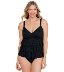 Shape Solver By Penbrooke Women's Shadow Prowl Triple Tier Fauxkini One Piece Swimsuit