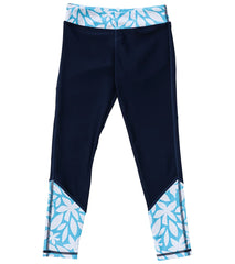 Snapper Rock Girls' Aqua Bloom Sustainable Swim Leggings (Big Kid)