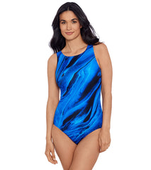 Shape Solver SPORT Women's Lapiz Highneck Tank One Piece Swimsuit