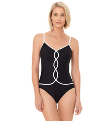 Penbrooke Women's Solid Colorblock One Piece Swimsuit