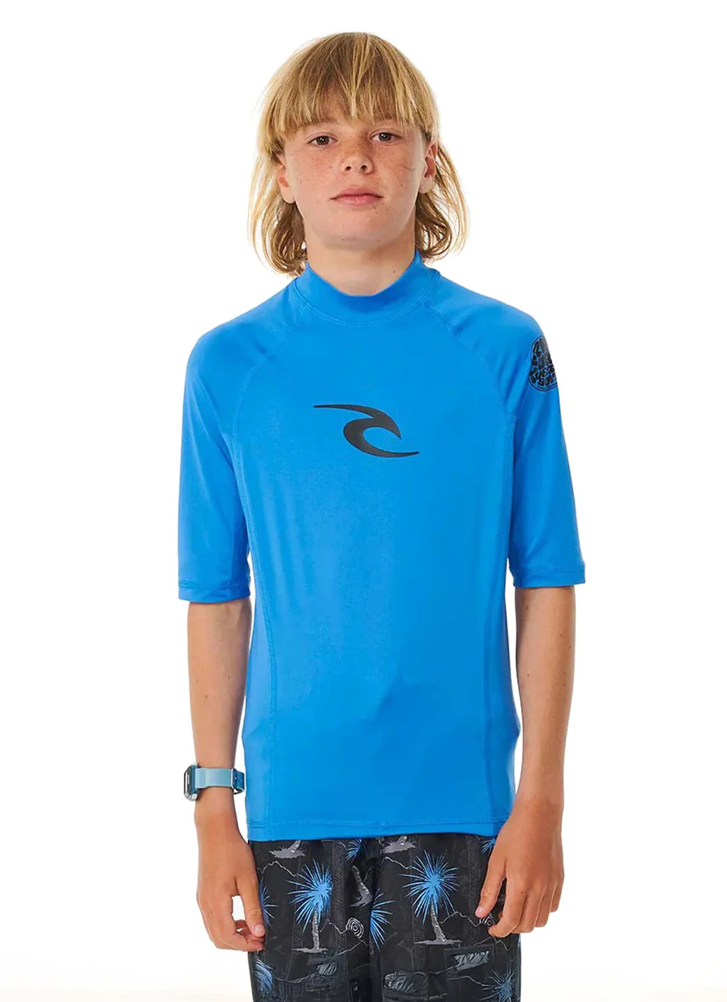 Rip Curl Youth Brand Wave Short Sleeve UPF 50 Rashguard (Big Kid)