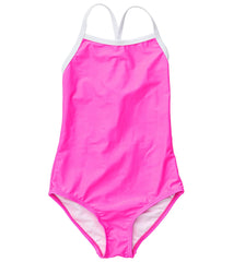 Snapper Rock Girls' Neon Queen Pink X Back Tie Swimsuit (Little Kid, Big Kid)