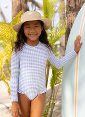 Snapper Rock Girls' Seaside Gingham One Piece Surf Suit (Toddler, Little Kid)