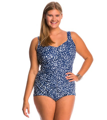 Maxine Spot Off Shirred Front Girl Leg One Piece Swimsuit