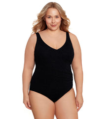 Krinkle by Penbrooke  Plus Krushed Krinkle Cross Over One Piece Swimsuit