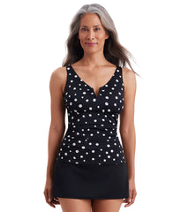 Shape Solver By Penbrooke Women's Vintage Dots V Wire Shirred Tankini Top