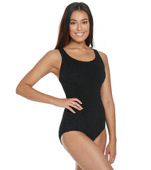 Penbrooke Krinkle Chlorine Resistant Cross Back Long Torso One Piece Swimsuit