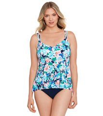 Shape Solver By Penbrooke Women's Ditsy Days Princess Seam Hi Lo Tankini Top