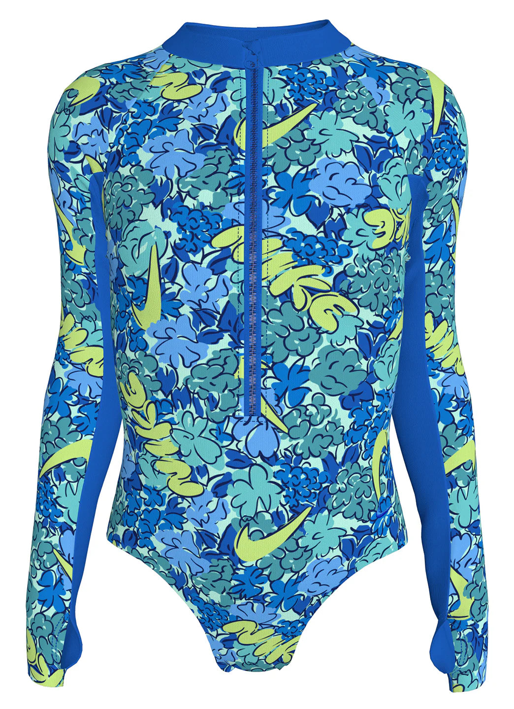 Nike Girls' Outline Floral Long Sleeve One Piece Swimsuit (Big Kid)