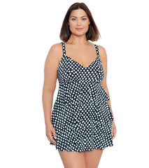 Shape Solver By Penbrooke Women's Plus Size Spots Triple Tier Swim Dress