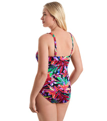 Shape Solver SPORT Women's Secret Garden Shirred Bandeau One Piece Swimsuit