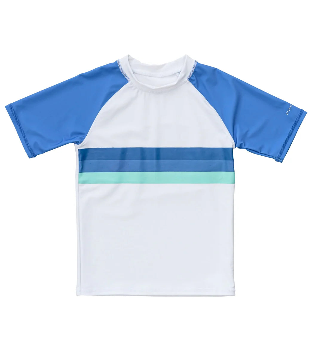 Snapper Rock Boys' Shark Stripe SS Rash Top (Toddler, Little Kid, Big Kid)