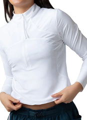 Nani Women's Canyons Solid Cropped Half Zip Long Sleeve Rash Guard