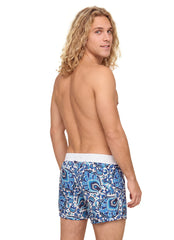 Sauvage Men's Blue Paisley Italian Swim Trunks
