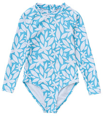 Snapper Rock Girls' Aqua Bloom Sustainable LS Surf Suit (Baby, Toddler, Little Kid, Big Kid)
