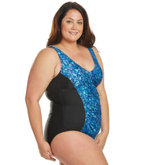 Waterpro Women's Plus Size Diamond V-Neck One Piece Swimsuit