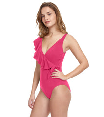Profile by Gottex Women's Tutti Frutti Ruffle Surplice Tie Side One Piece Swimsuit