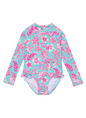 Snapper Rock Girls' Tropical Glow Sustainable One Piece Surf Suit (Toddler, Little Kid)