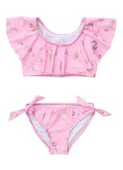 Snapper Rock Girls' Seahorse Sparkle Shoulder Flounce Bikini Set (Toddler, Little Kid, Big Kid)