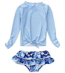 Snapper Rock Girls' Mango Tango Sustainable LS Ruffle Set (Baby, Toddler, Little Kid)