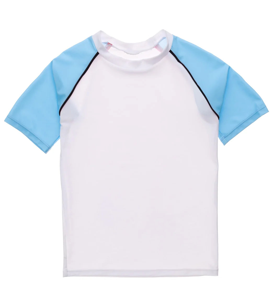 Snapper Rock Boys' White Light Blue Sleeve SS Rash Top (Toddler, Little Kid, Big Kid)