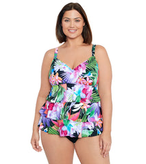 Shape Solver By Penbrooke Women's Plus Size Lush Life Triple Tier Tankini Top