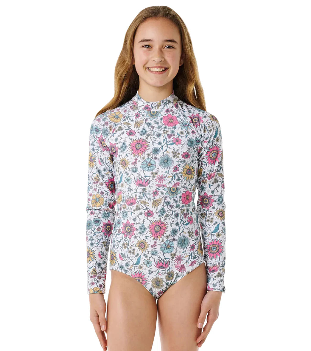 Rip Curl Girls' Floral Heat Long Sleeve One Piece Swimsuit (Big Kid)