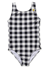 Seaesta Surf Girls' Seaside Gingham Daisy One Piece Swimsuit (Toddler, Little Kid, Big Kid)