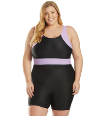 Sporti Plus Size Unitard Colorblock One Piece  Swimsuit