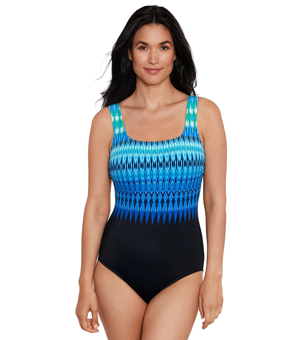Shape Solver SPORT Women's Pioneer Valley Scoop Neck Tank One Piece Swimsuit