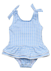 Snapper Rock Girls' Seaside Gingham One Piece Skirt Swimsuit (Baby, Toddler, Little Kid)