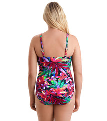 Shape Solver SPORT Women's Secret Garden Shirred Bandeau One Piece Swimsuit