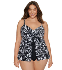 Penbrooke Women's Plus Size Electric Pam Flyaway One Piece Swimsuit