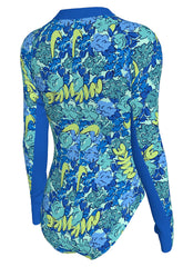 Nike Girls' Outline Floral Long Sleeve One Piece Swimsuit (Big Kid)