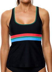 Next by Athena Women's Shaka Serve Crochet Trim Tankini Top