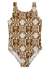 Seaesta Surf Girls' Beach Checks One Piece Swimsuit (Toddler, Little Kid, Big Kid)