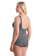 Shape Solver SPORT Women's Shape Shifter Shirred Front Girl Leg One Piece Swimsuit