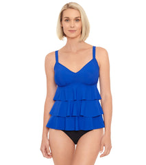 Penbrooke Women's Solid Triple Tier Tankini Top