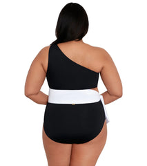 Lauren Ralph Lauren Women's Plus Size Bel Air Cut Out One Shoulder One Piece Swimsuit