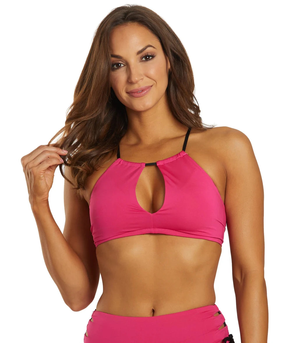 Nike Women's Solid Lace-Up High Neck Bikini Top