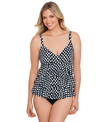 Shape Solver By Penbrooke Women's Spots Triple Tier Fauxkini One Piece Swimsuit