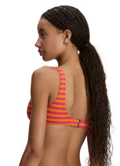 Polo Ralph Lauren Women's Cable Stripe V Neck Hook Back Bikini Top