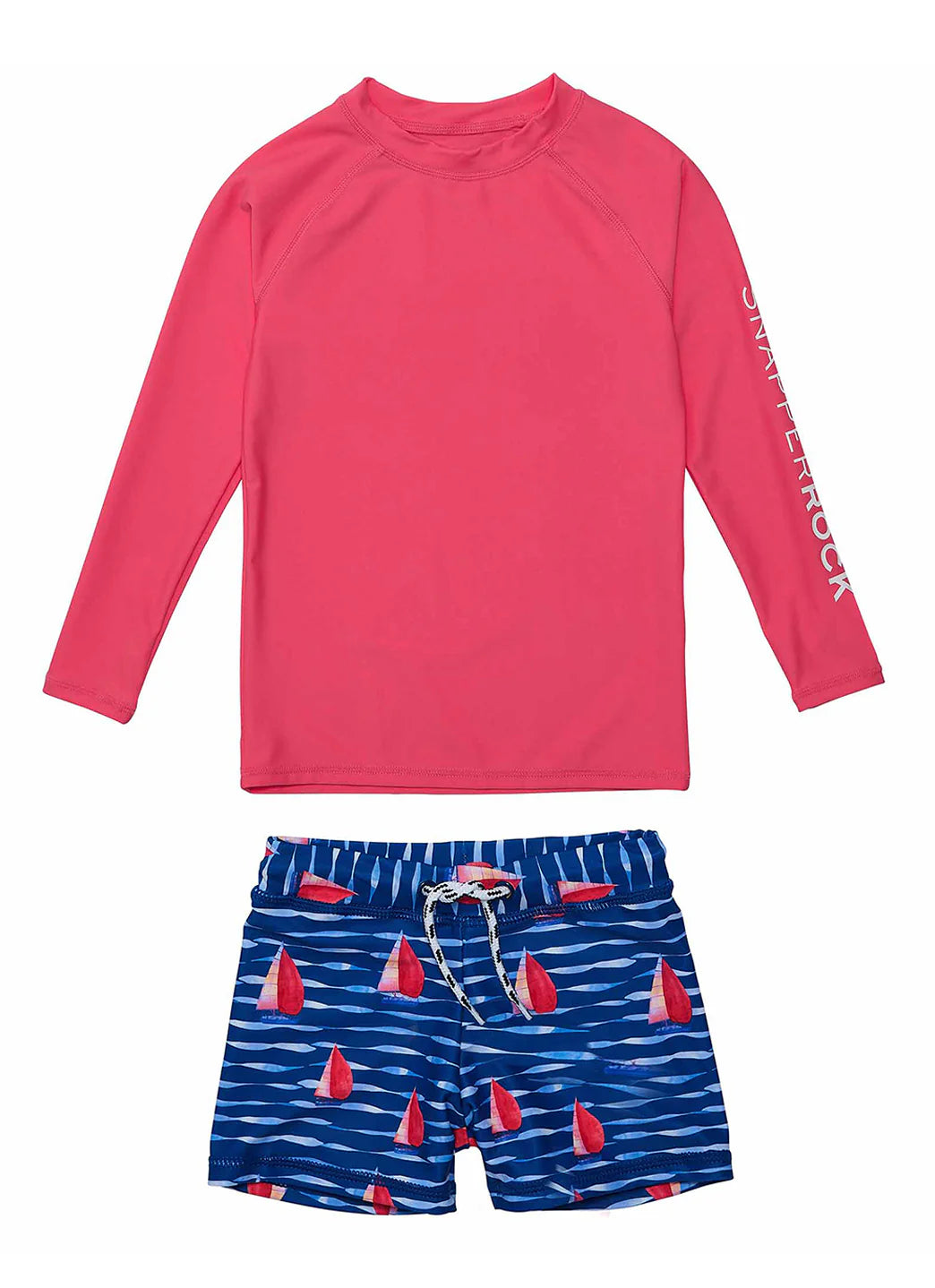 Snapper Rock Boys' Sailboat Rock Long Sleeve Rash Guard Set (Baby, Toddler, Little Kid)